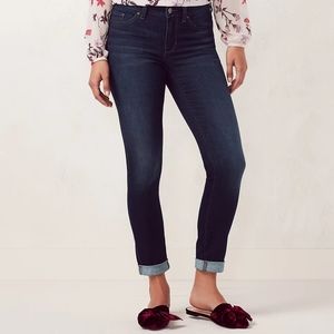 Lauren Conrad Dark Wash Cuffed Skinny Crop Jeans
